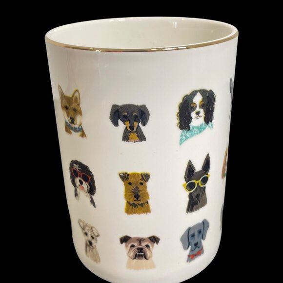 Dog-Themed Mug With Gold Handle & Illustrated Canine Designs By Rifle Paper Co. - Picture 2 of 7